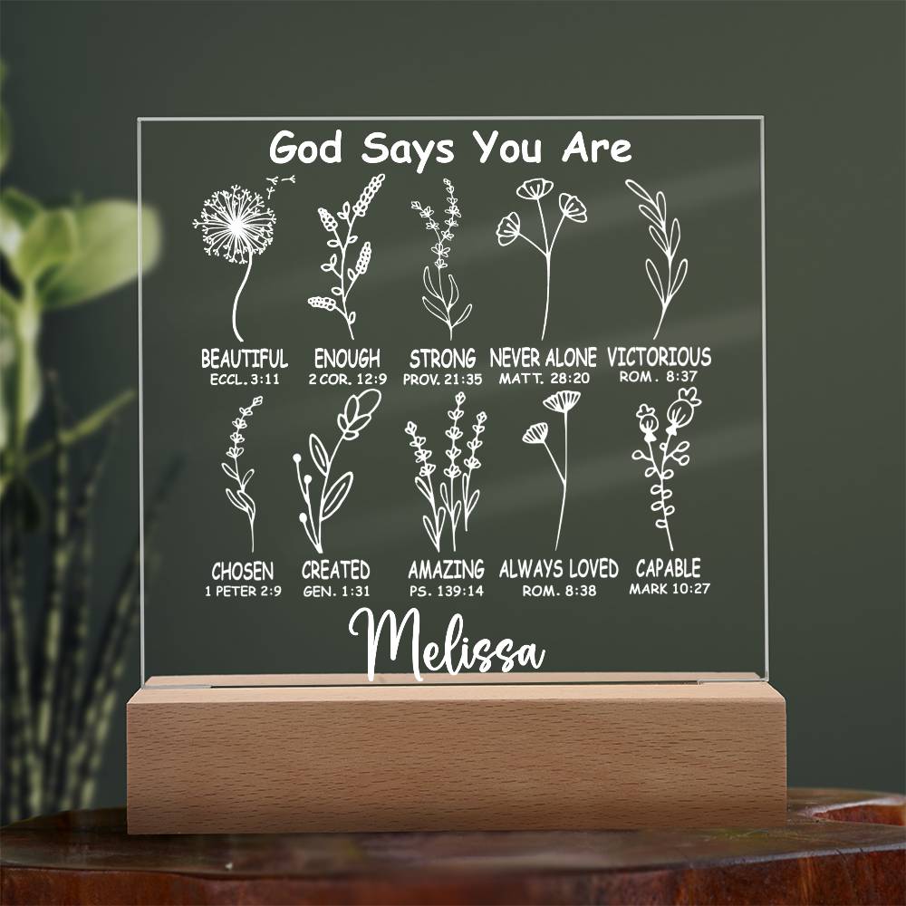 Personalized God Says You Are LED Lighted Acrylic Plaque