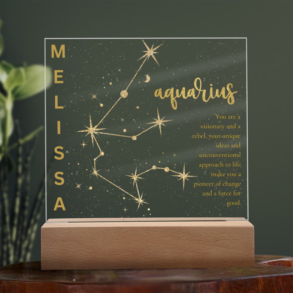 Personalized Aquarius LED Lighted Name Plaque