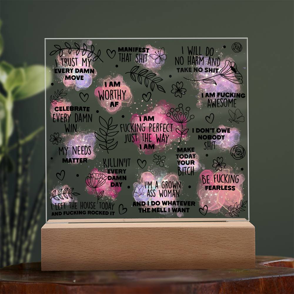 Swear Affirmations  Acrylic Plaque VULGAR Daily Reminders, Gift for her, Affirmations Motivation, Inspirational