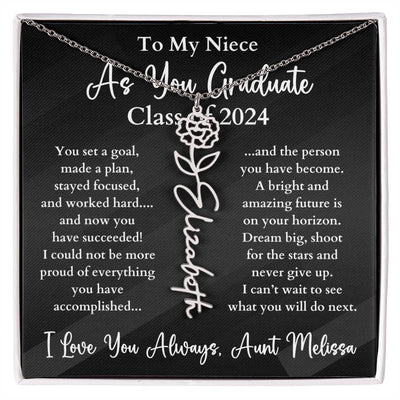 Personalized Birth Flower Name Necklace Graduation Gift