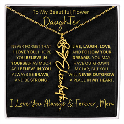 Personalized Daughter Birth Flower Name Necklace