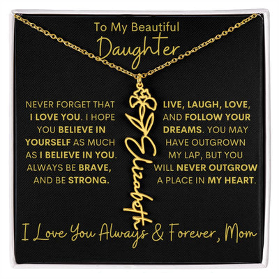 Personalized Daughter Birth Flower Name Necklace