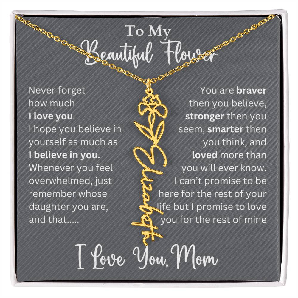 Personalized Birth Flower Name Necklace