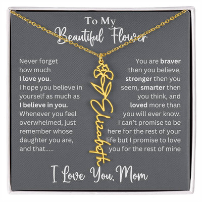 Personalized Birth Flower Name Necklace