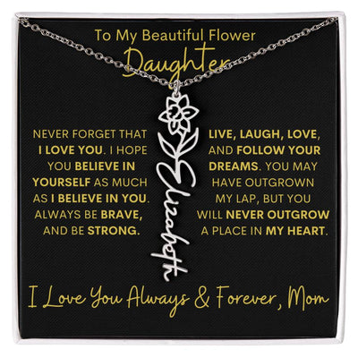 Personalized Daughter Birth Flower Name Necklace