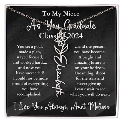 Personalized Birth Flower Name Necklace Graduation Gift