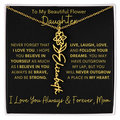 Personalized Daughter Birth Flower Name Necklace