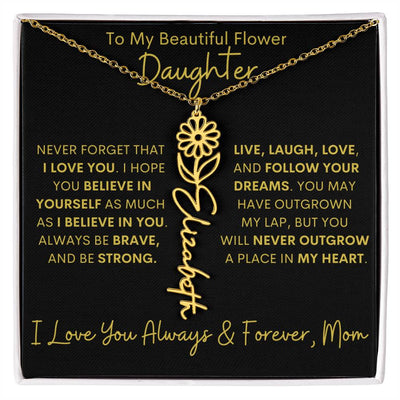 Personalized Daughter Birth Flower Name Necklace