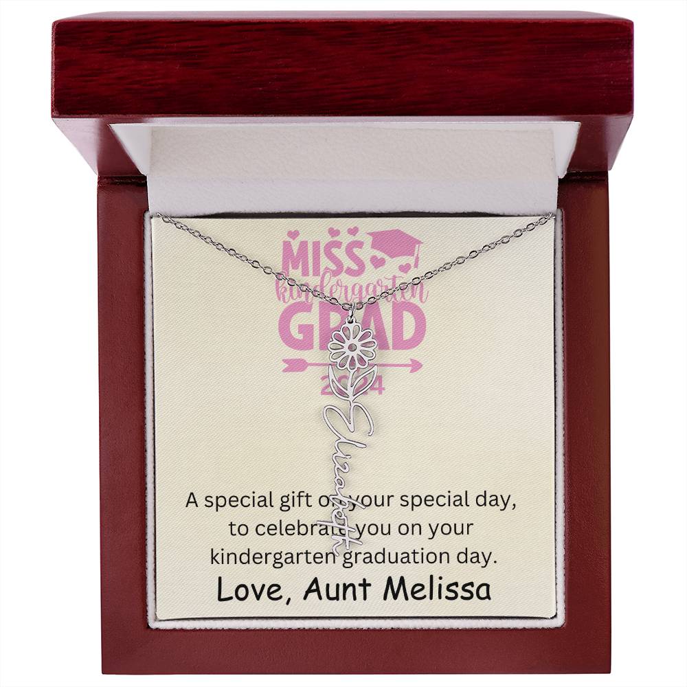 Personalized Kindergarten Graduation Birth Month Flower Name Necklace