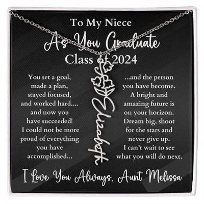 Personalized Birth Flower Name Necklace Graduation Gift