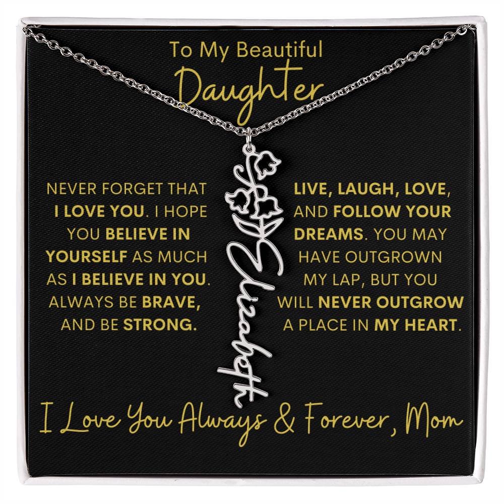 Personalized Daughter Birth Flower Name Necklace