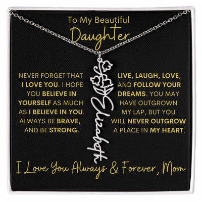 Personalized Daughter Birth Flower Name Necklace