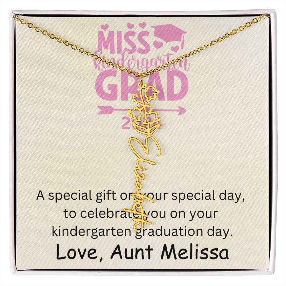 Personalized Kindergarten Graduation Birth Month Flower Name Necklace