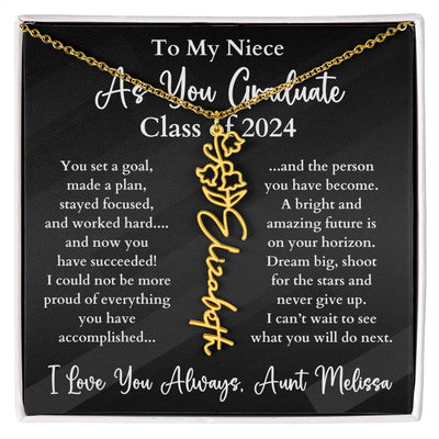 Personalized Birth Flower Name Necklace Graduation Gift