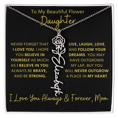 Personalized Daughter Birth Flower Name Necklace