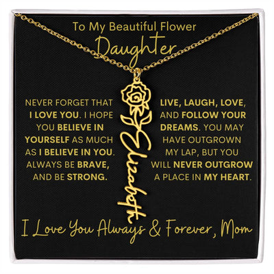 Personalized Daughter Birth Flower Name Necklace