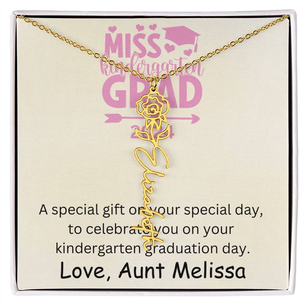 Personalized Kindergarten Graduation Birth Month Flower Name Necklace