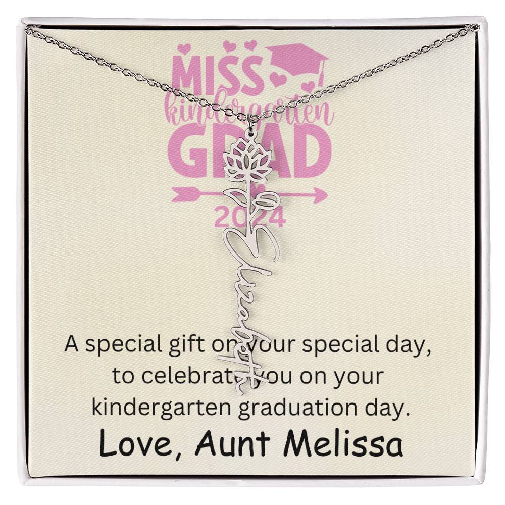 Personalized Kindergarten Graduation Birth Month Flower Name Necklace