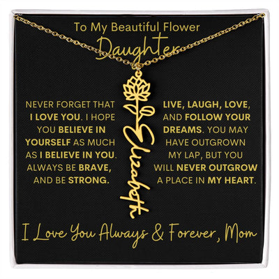 Personalized Daughter Birth Flower Name Necklace