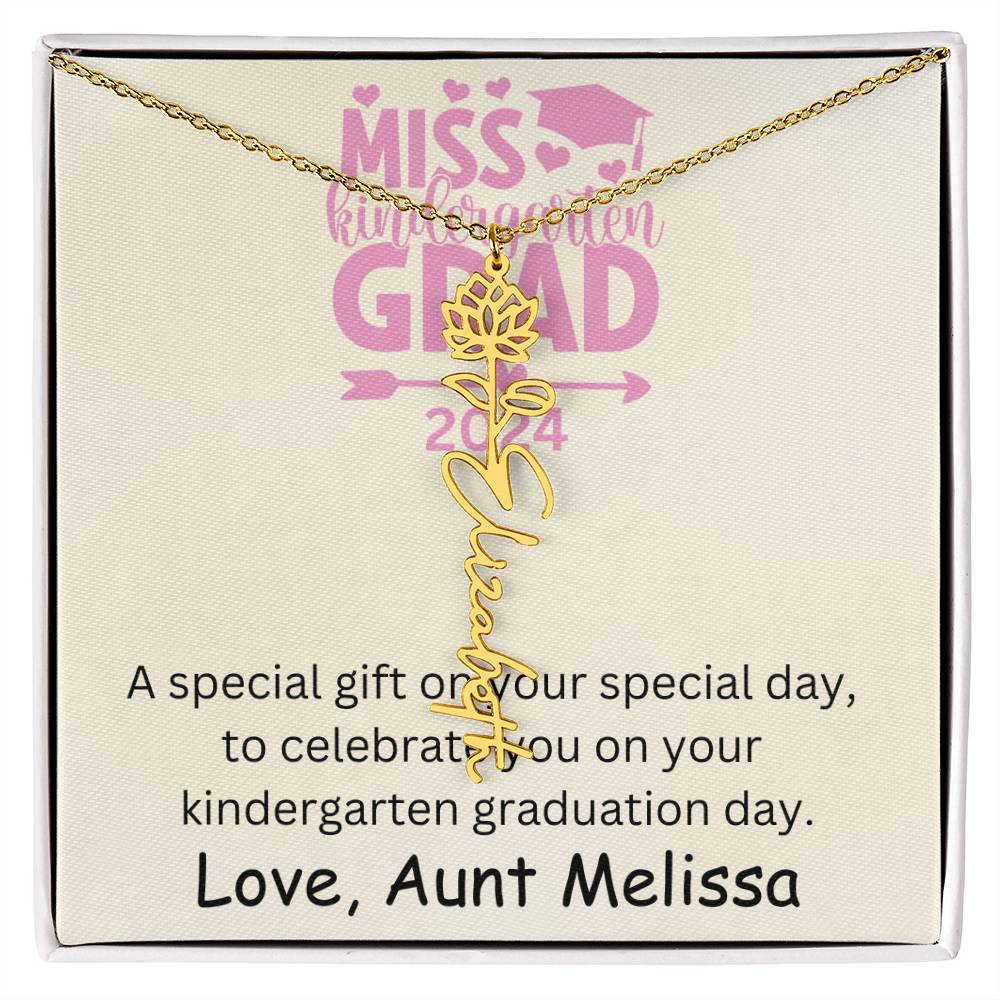 Personalized Kindergarten Graduation Birth Month Flower Name Necklace