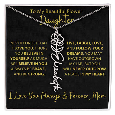 Personalized Daughter Birth Flower Name Necklace