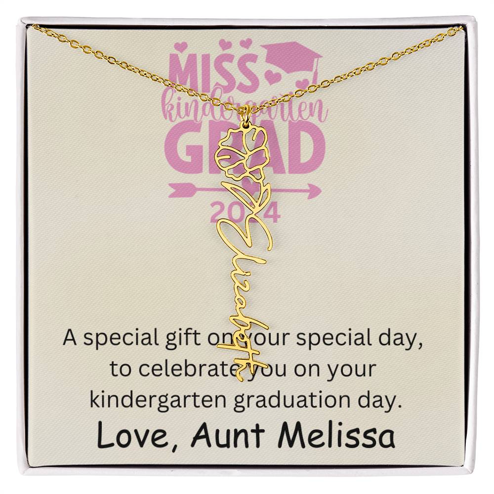 Personalized Kindergarten Graduation Birth Month Flower Name Necklace