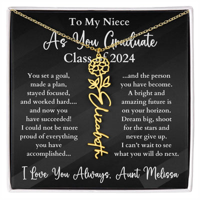 Personalized Birth Flower Name Necklace Graduation Gift