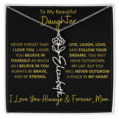 Personalized Daughter Birth Flower Name Necklace