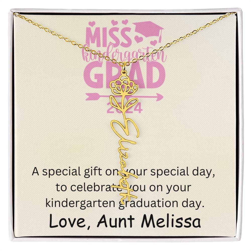 Personalized Kindergarten Graduation Birth Month Flower Name Necklace