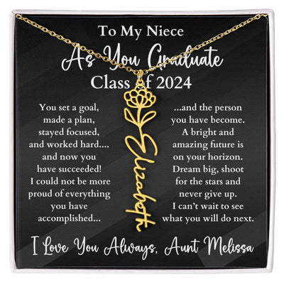 Personalized Birth Flower Name Necklace Graduation Gift