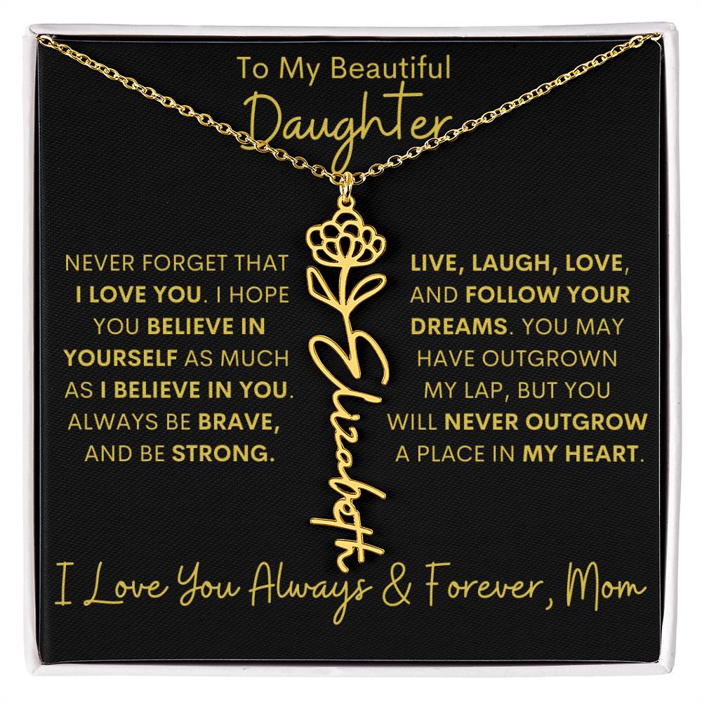 Personalized Daughter Birth Flower Name Necklace