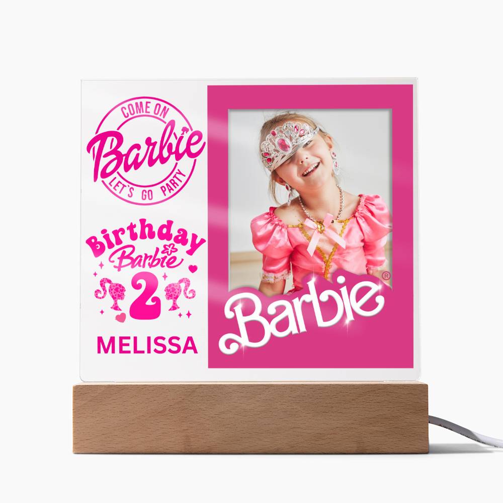 Personalized Birthday Barbie Photo Memory LED Lighted Plaque