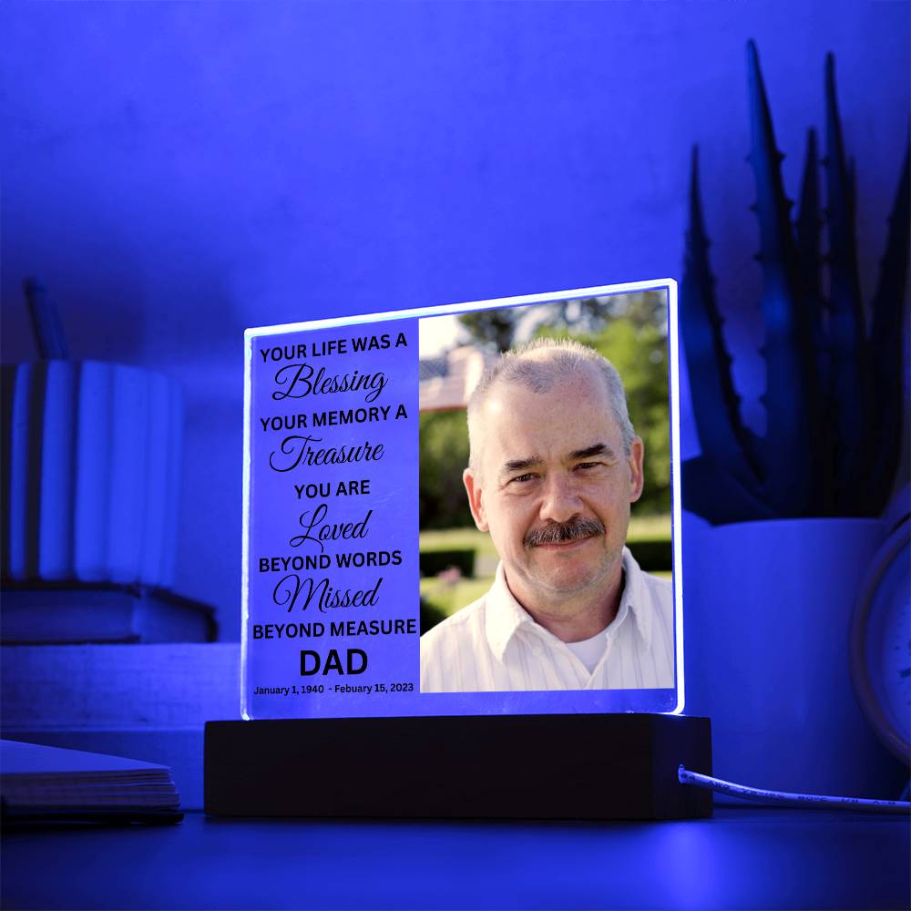 Dad Photo Memorial LED Lighted Plaque