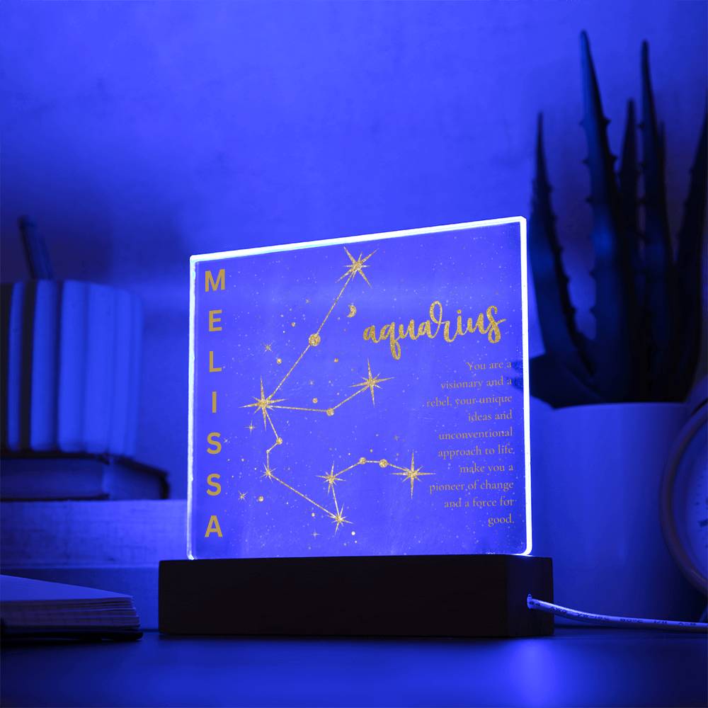 Personalized Aquarius LED Lighted Name Plaque