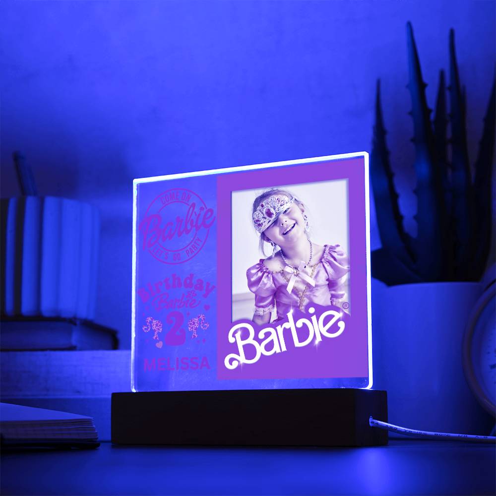 Personalized Birthday Barbie Photo Memory LED Lighted Plaque