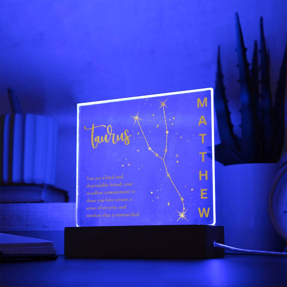 Personalized Taurus LED Lighted Name Plaque