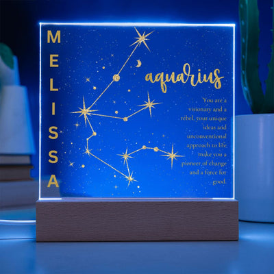 Personalized Aquarius LED Lighted Name Plaque