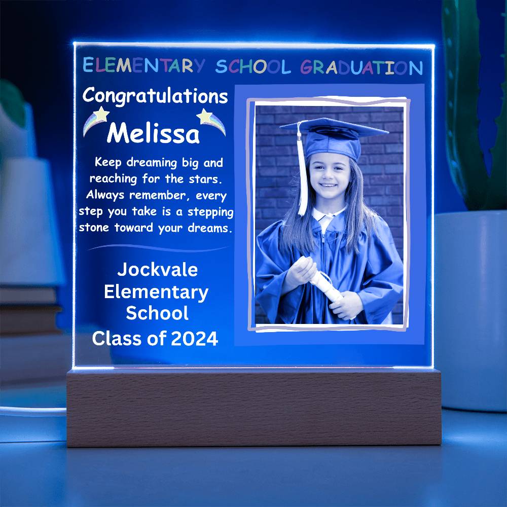 Personalized Photo Elementary School Graduation LED Lighted Acrylic Plaque