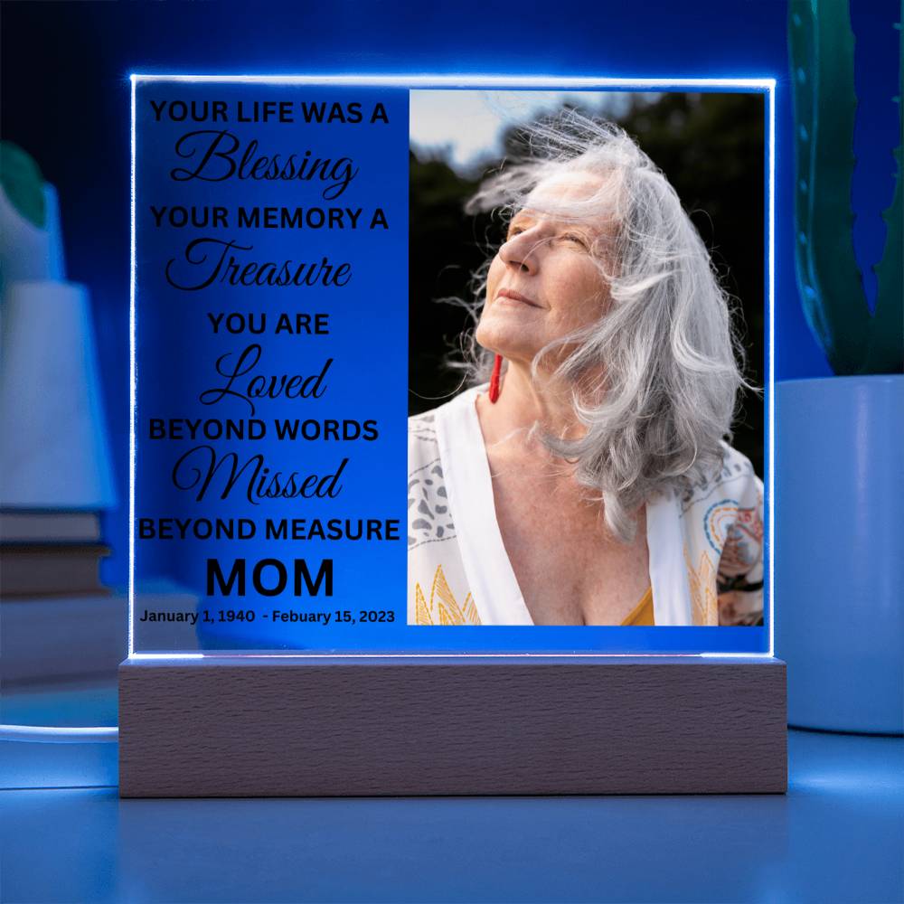 Mom Photo Memorial LED Lighted Plaque