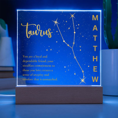 Personalized Taurus LED Lighted Name Plaque