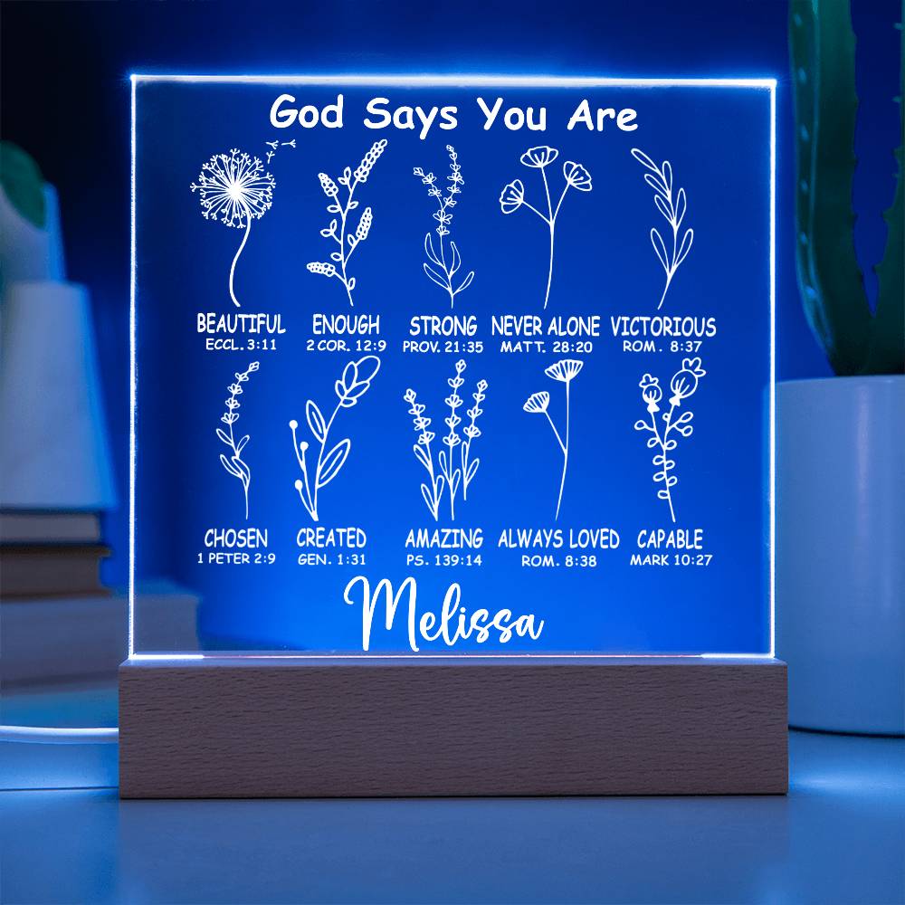 Personalized God Says You Are LED Lighted Acrylic Plaque