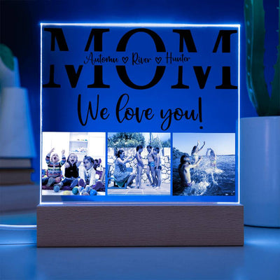 Personalized MOM with Kids Names We Love You LED Lighted Plaque