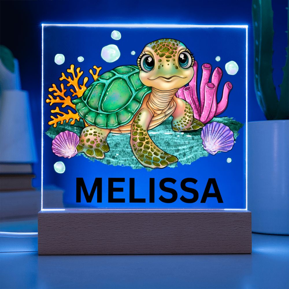 Turtle Name LED Lighted Plaque