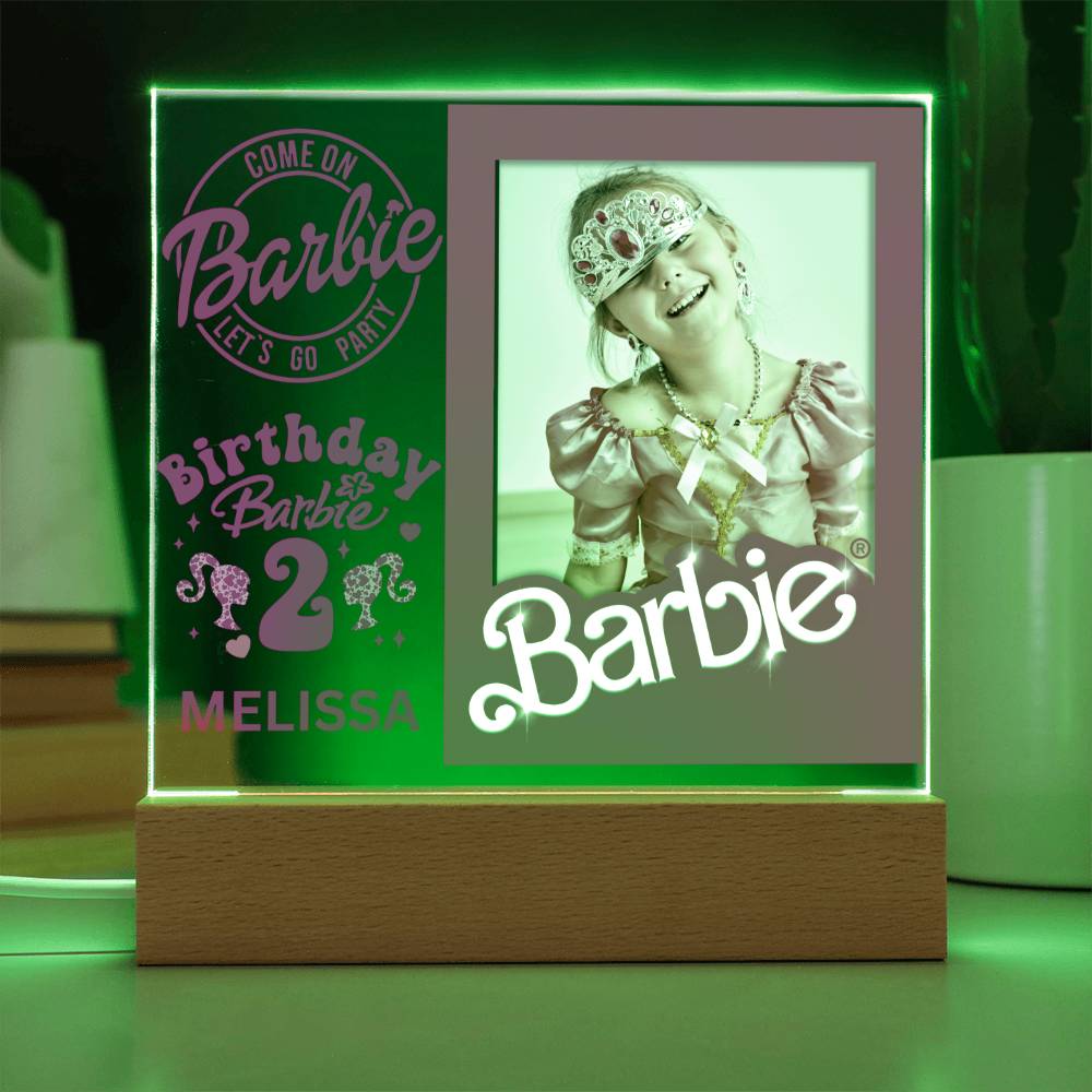 Personalized Birthday Barbie Photo Memory LED Lighted Plaque