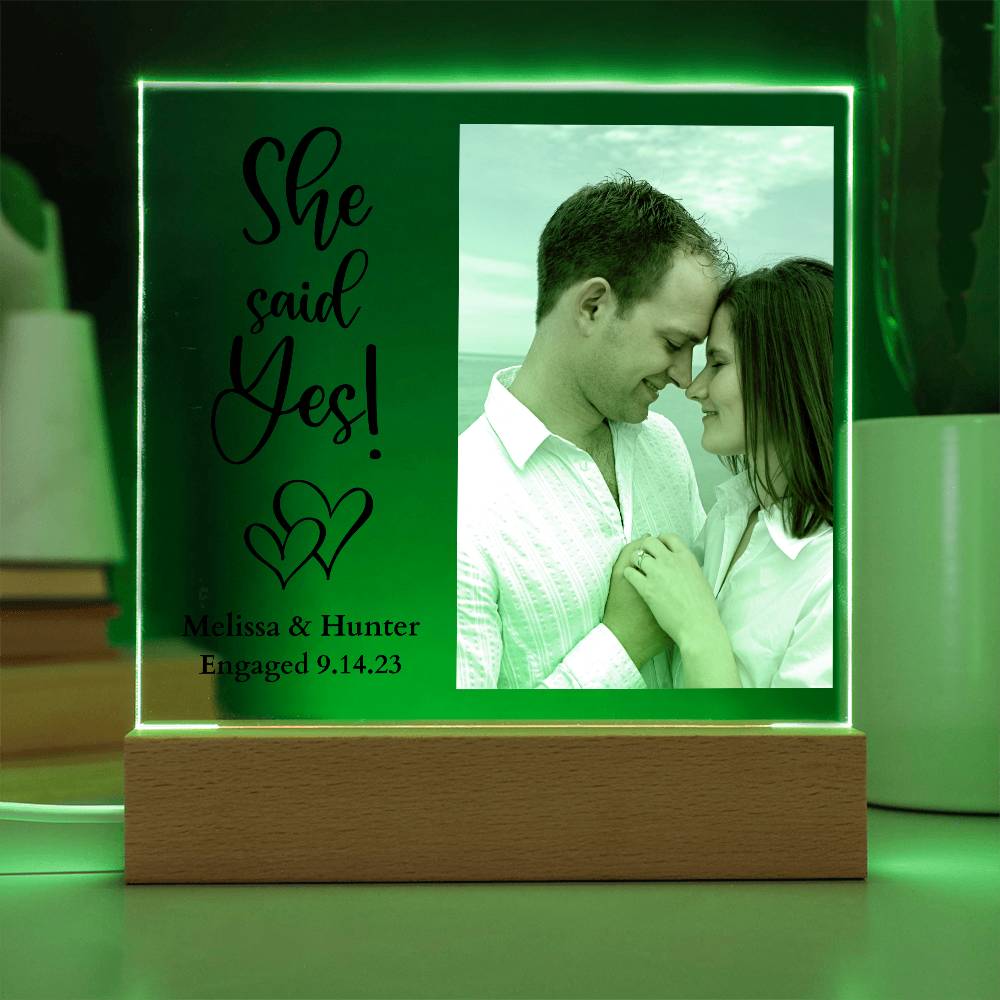 Personalized Engagement She Said Yes Led Lighted Square Acrylic Plaque