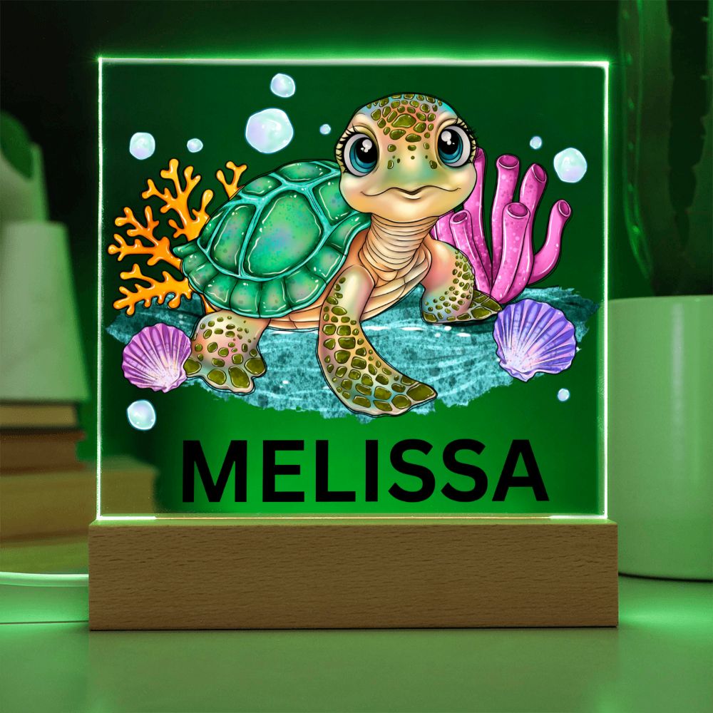 Turtle Name LED Lighted Plaque