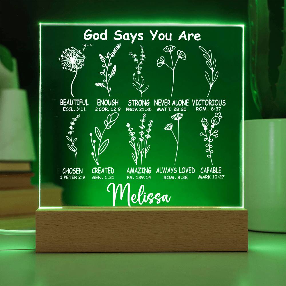 Personalized God Says You Are LED Lighted Acrylic Plaque