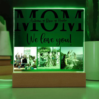 Personalized MOM with Kids Names We Love You LED Lighted Plaque