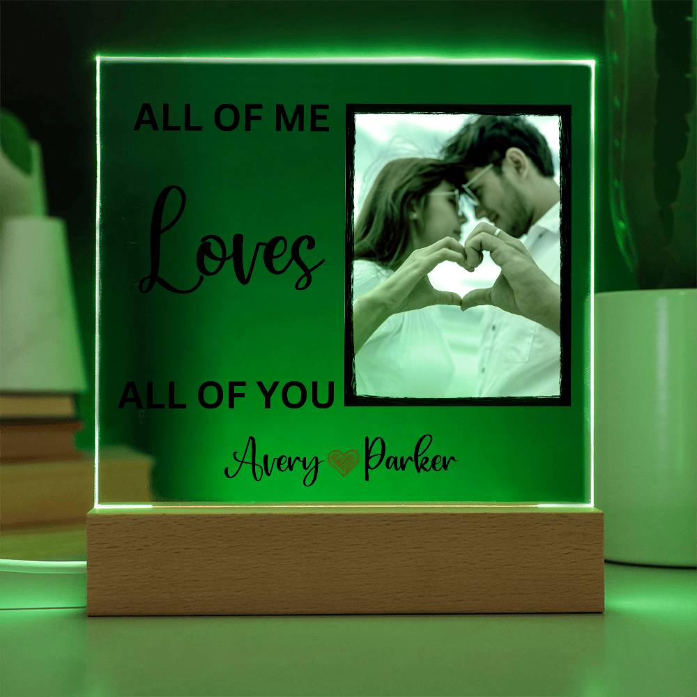 Personalized All Of Me Loves All Of You LED Lighted Photo Plaque