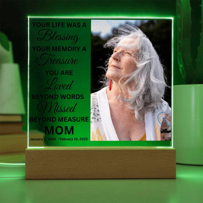 Mom Photo Memorial LED Lighted Plaque